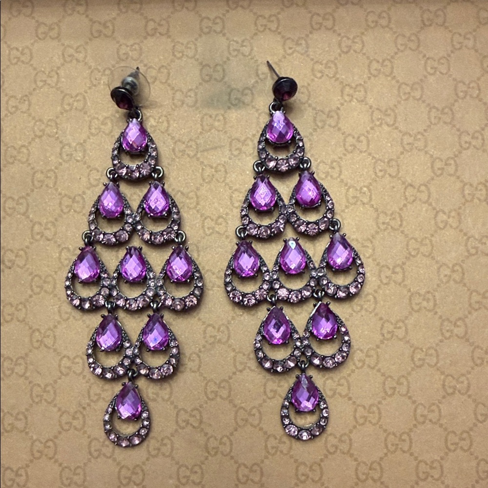 Glamorous Purple Teardrop Earrings